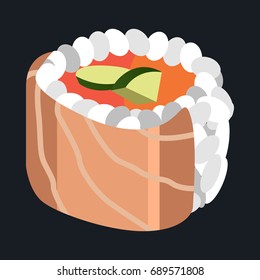 Isolated sushi on a black background, Vector illustration