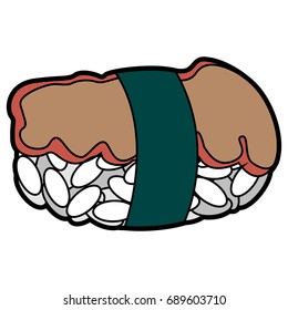 Isolated sushi on a white background, Vector illustration