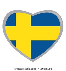 Isolated Swedish flag on a heart shape, Vector illustration
