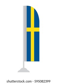 Isolated Swedish flag on a pole, Vector illustration