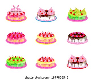 isolated sweet cakes on white background vector desing