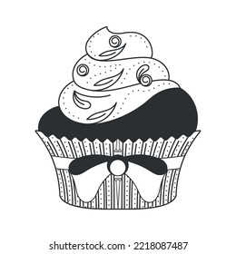 Isolated sweet cupcake sketch icon Vector illustration