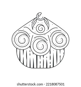 Isolated sweet cupcake sketch icon Vector illustration