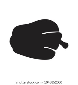 Isolated sweet pepper. Icon of vegetables. Black silhouette. Vector illustration.