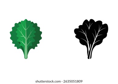 Ilustração isolada do vetor de acelga suíço em estilo de silhueta de cor e preto
