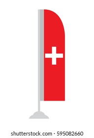 Isolated Swiss flag on a pole, Vector illustration