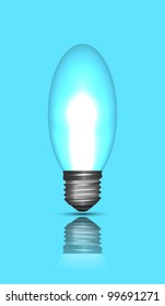 Isolated switched bulb with reflection on blue, vector illustration, eps10