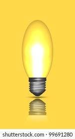 Isolated switched bulb with reflection on yellow, vector illustration, eps10