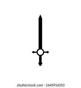 An isolated sword icon on a white background. Fantasy Warrior ancient weapons design silhouette. Logo Vector illustration. Hand-Drawn Daggers and Knives. EPS File Project 10