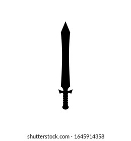 Un icono aislado de una espada sobre un fondo blanco. Fantasy Warrior Silhouette diseño armas. Ilustración del vector de logotipo. Dagas y cuchillos dibujados a mano. Proyecto de archivo EPS 10