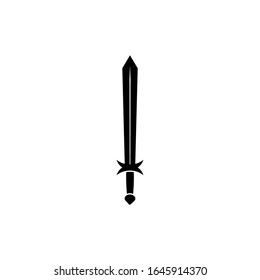 An isolated sword icon on a white background. Fantasy Warrior weapons design silhouette. Logo Vector illustration. Hand-Drawn Daggers and Knives. EPS File Project 10
