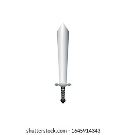 Ein isoliertes Schwert auf weißem Hintergrund. Fantasy-Krieger Silhouette Design-Waffen. Realistische Vektorillustration. Handgezeichnete Gepäckstücke und Messer. EPS-Dateiprojekt 10
