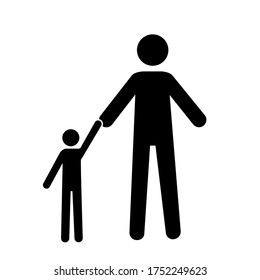 Isolated symbol of a child and father.