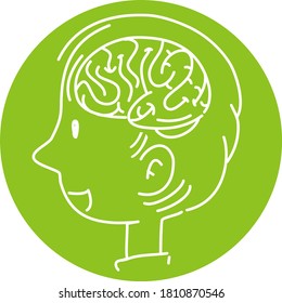 Símbolo humano aislado con ilustración de contorno cerebral