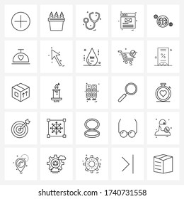 Símbolos aislados Conjunto de 25 iconos simples de línea de marcha; mente; medicina; cerebro; Ilustración de vectores de sitios web