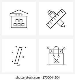 Isolated Symbols Set of 4 Simple Line Icons of warehouse; signs; scale; symbols; bag Vector Illustration