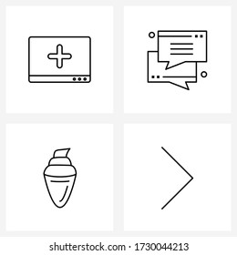 Isolated Symbols Set of 4 Simple Line Icons of medical website; ice; hospital; digital; arrow Vector Illustration