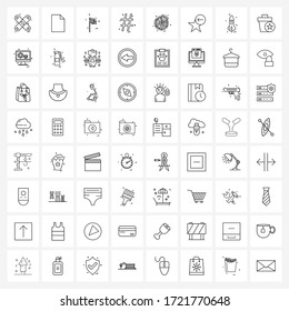 Símbolos aislados Conjunto de 64 iconos simples de línea de pizza; alimentos; diseño del pabellón; alimentos; ilustración vectorial de etiqueta de número