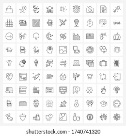 Isolated Symbols Set of 81 Simple Line Icons of volume; sound; fruit; public park; city park Vector Illustration