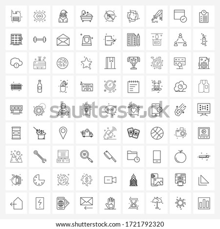 Isolated Symbols Set of 81 Simple Line Icons of not allowed; gun; Santa; shower; bathroom Vector Illustration
