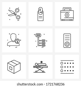 Isolated Symbols Set of 9 Simple Line Icons of network; bag; avatar; avatar Vector Illustration