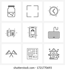 Isolated Symbols Set of 9 Simple Line Icons of mobile; phone; pin; smart phone; mobile Vector Illustration