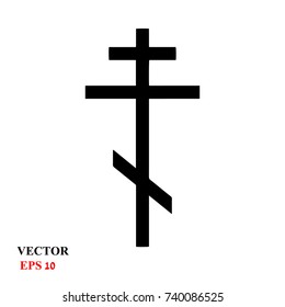 Isolated symIsolated symbol of orthodox cross in black colorbol of orthodox cross in black color