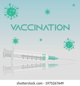 Isolated syringe on a blue gradient poster
