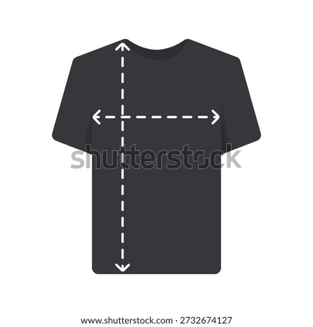 Isolated T shirt size chart with fit body measurement guide, apparel reference, clothing proportions, garment fitting, and design accuracy.