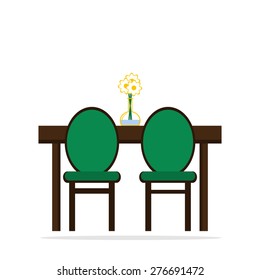 Isolated table with chairs icon. Flat style vector illustration. 