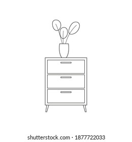 Isolated table and flower vase household draw items icon- Vector