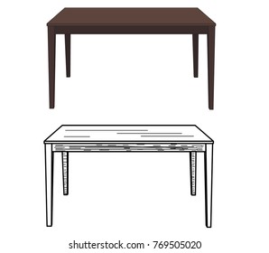 Isolated Table, Sketch Of A Table