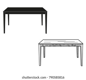 isolated table and sketch of a table