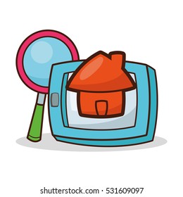 Isolated tablet cartoon design