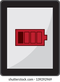 Isolated tablet with low battery icon 