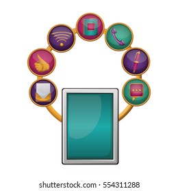 Isolated tablet and media icon design