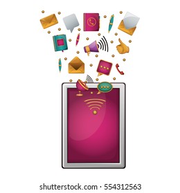 Isolated tablet and media icon design