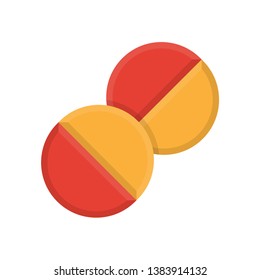 Isolated tablet pill in red and orange, Flat medicine icon