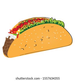 Isolated taco image. Mexican food - Vector illustration