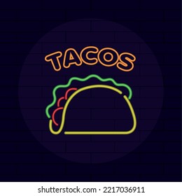 Isolated taco neon icon Fast food menu Vector