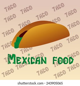 an isolated taco on a colored background with text