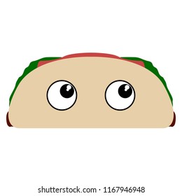 Isolated taco thinking emote. Fast food. Vector illustration design
