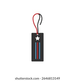 Isolated tag displays star stripes against backdrop minimalist