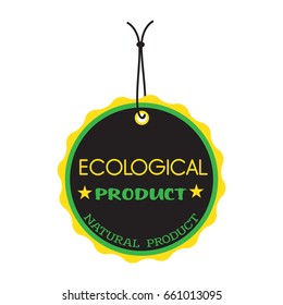Isolated tag with the text ecological product written on the tag