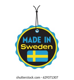 Isolated tag with the text made in Sweden written on the tag