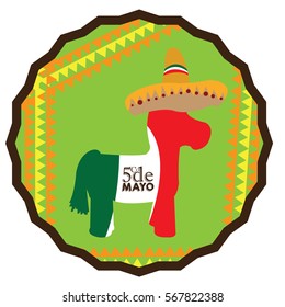 Isolated tag with a toy, Cinco de mayo vector illustration