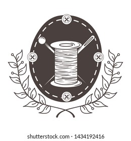 Isolated tailor shop thread and needle design