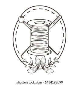 Isolated tailor shop thread and needle design