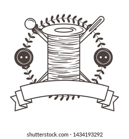 Isolated tailor shop thread and needle design
