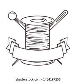 Isolated tailor shop thread and needle design
